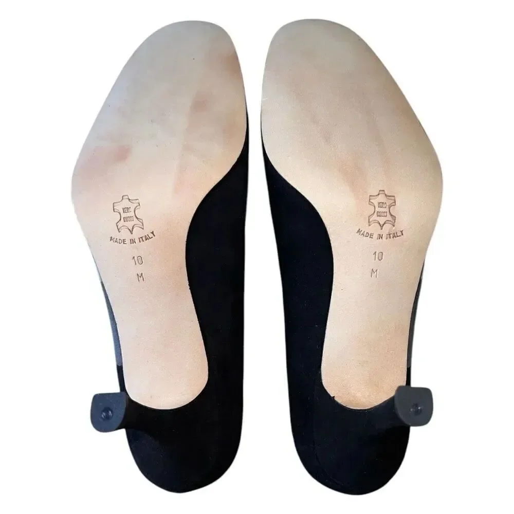 Isaac Mizrahi - Pam - Black/Grey Suede Round Toe Pump Womens Sz 10M GREAT CONDIT
